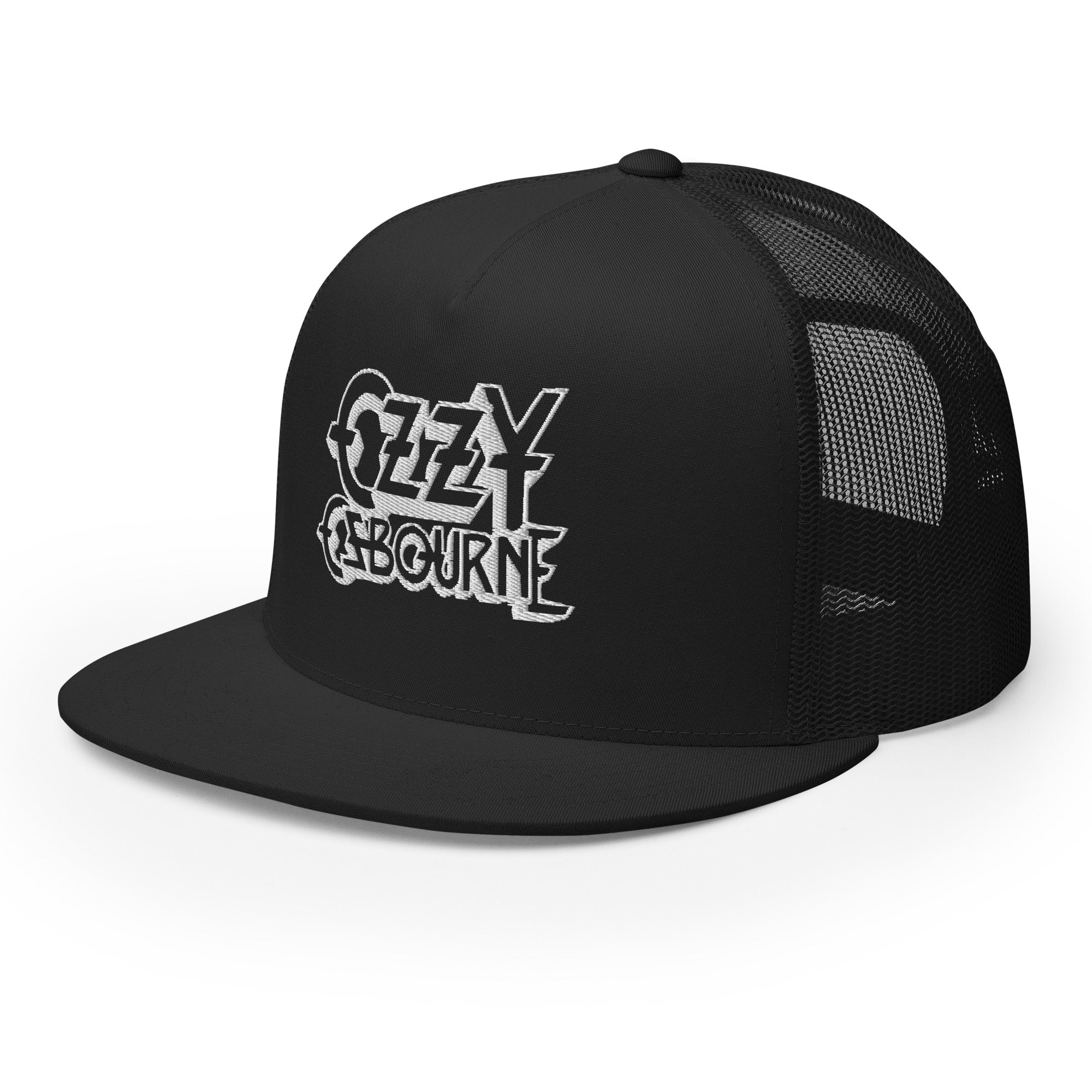 Ozzy Osborne White Logo Embroidered Trucker Hat [Apparel]